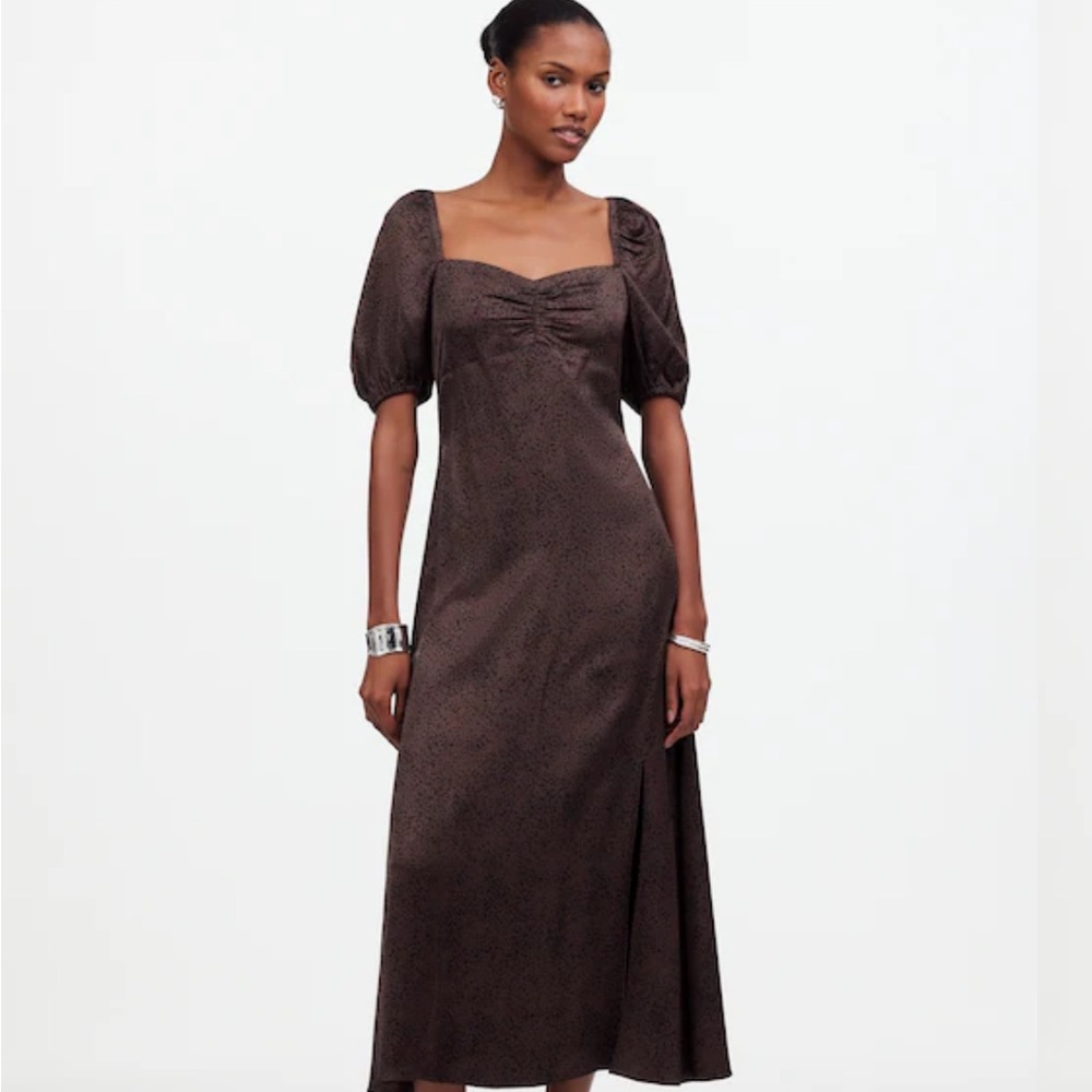 Madewell Brown Puff Sleeve  midi Dress